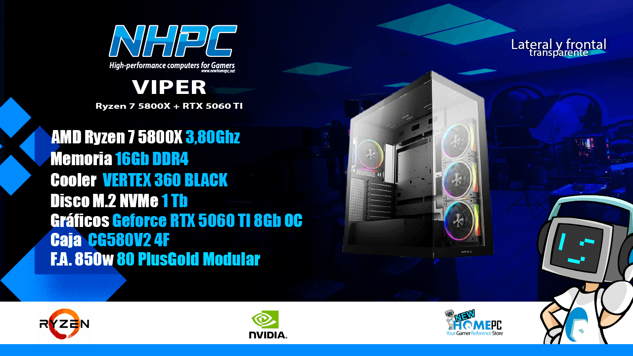 PC Gaming NHPC VIPER - Ryzen 7 5800X - 16GB - 1tb - 5060 TI
